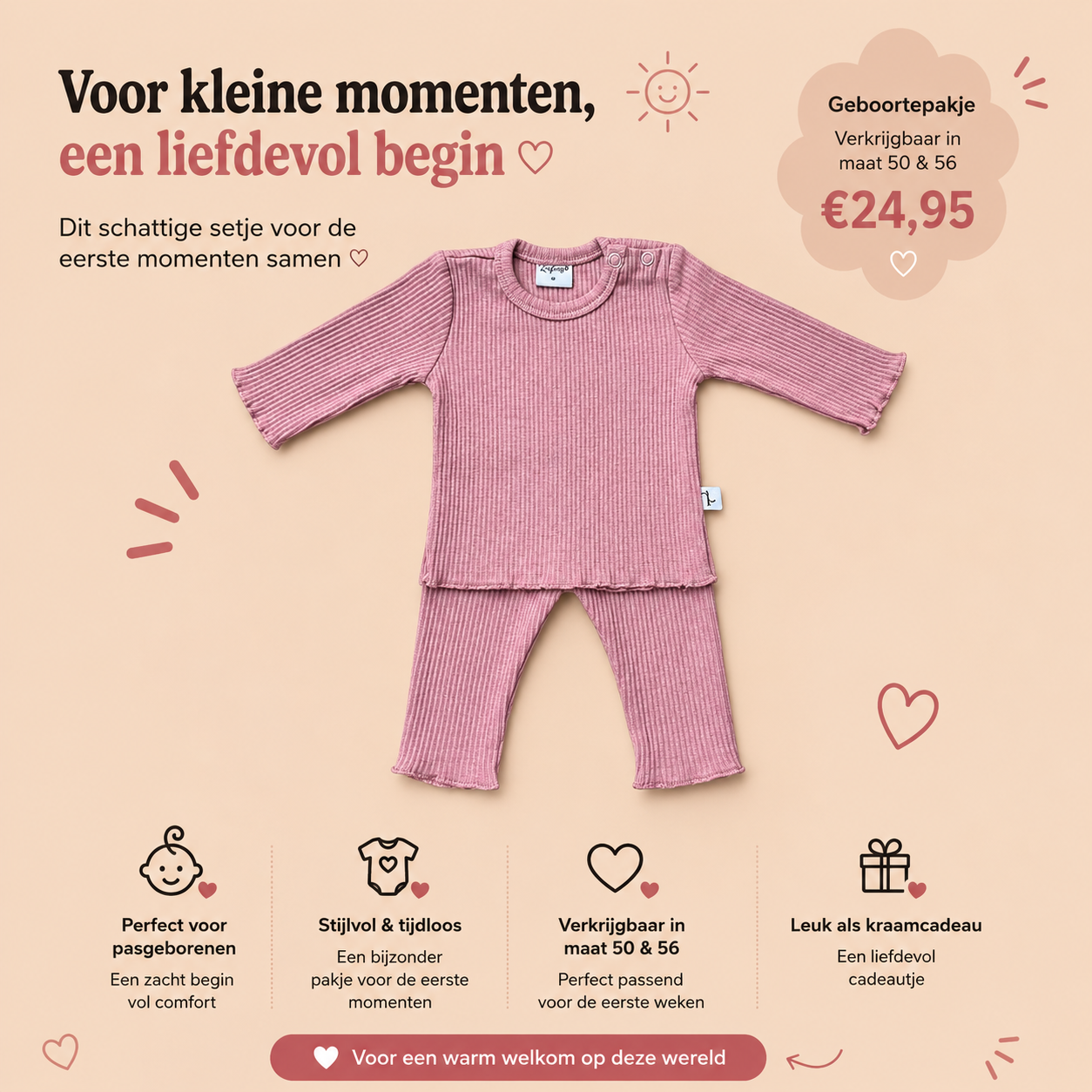 Set Sami - Oud Roze Rib